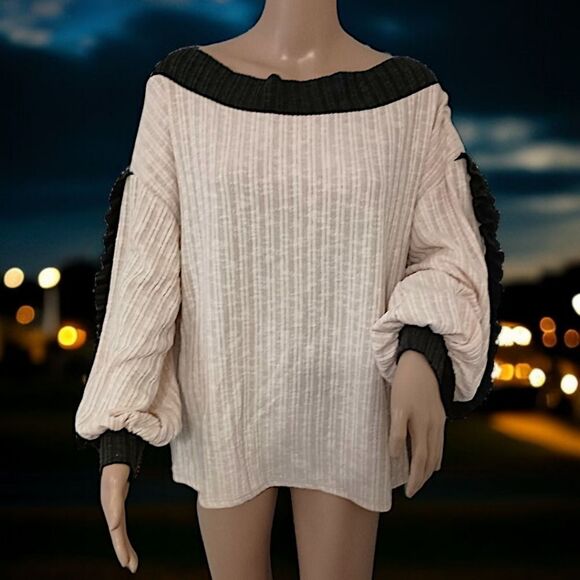 Blue Buttercup Oversized Chenille Top S Relaxed Coquette Romantic Balloon Sleeve - Picture 14 of 16